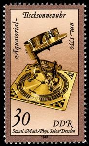Stamp, Table Sundial (1750), Germany, Democratic Republic,  , Sundials