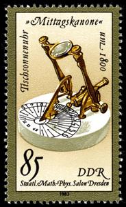 Stamp, Table Sundial (c. 1800), Germany, Democratic Republic,  , Sundials