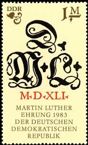 Stamp, Initials Luther, Germany, Democratic Republic,  