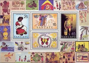 Souvenir Sheet, As No. 613-16, Vanuatu,  , Christmas, Drawings, Aviation, Aircrafts