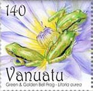 Stamp, Golden Bell Frog (Litoria aurea), Vanuatu,  , Frogs, Amphibians