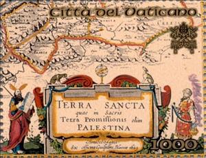 Stamp, Map of the Holy Land, Vatican City,  , Cartography, Maps