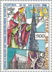 Stamp, World Journeys Pope Johannes Paulus II, Vatican City,  , Popes, Churches - Cathedrals - Basilicas - Chapels