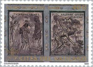 Stamp, Baptism of Jesus, Vatican City,  , Biblical Accounts, Holy Year