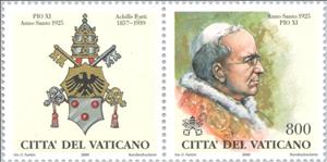 Stamp, Pope Pius XI(1857-1939.reg from 1922)Hl Year.1925, Vatican City,  , Popes