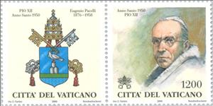 Stamp, Pope Pius XII(1876-1958.reg from 1939)Hl Year.1950, Vatican City,  , Popes