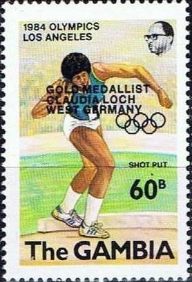 Stamp, Shot Put, Overprinted , Gambia,  , Olympic Games, Shot-put