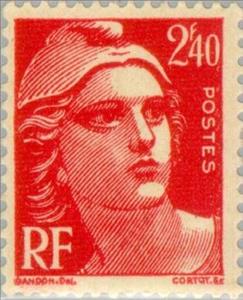 Stamp, Marianne type Gandon, France,  