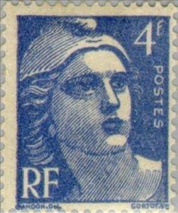 Stamp, Marianne type Gandon, France,  