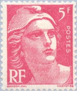 Stamp, Marianne type Gandon, France,  