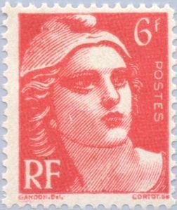 Stamp, Marianne type Gandon, France,  