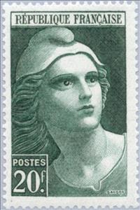 Stamp, Marianne type Gandon, France,  