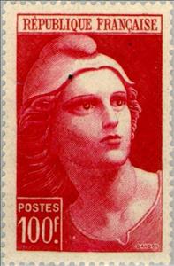 Stamp, Marianne type Gandon, France,  