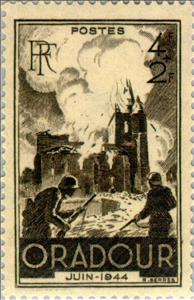 Stamp, Oradour - June 1944, France,  , Second World War, Weapons, Military Forces, Uniforms, Disasters, Churches - Cathedrals - Basilicas - Chapels