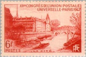 Stamp, U.P.U.- 12e congress. The City, France,  , UPU, Bridges, Palaces, Rivers, Buildings, Conferences