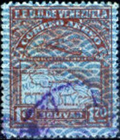 Stamp, Map of Venezuela, Second Series, Venezuela,  