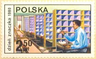 Stamp, Letter sorting, Poland,  , Stamp Day