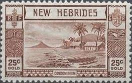 Lopevi Island and Kopra Canoe with Volcano - New HEBRIDES