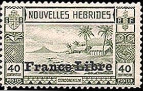 Stamp, As No. 116 with Imprint "FRANCE LIBRE" - New HEBRIDES, Vanuatu,  , Landscapes