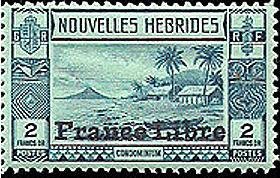 Stamp, As No. 119 with Imprint "FRANCE LIBRE" - New HEBRIDES, Vanuatu,  , Landscapes