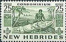Native in carving a Totem Pole - New HEBRIDES