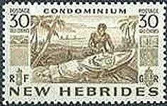 Native in carving a Totem Pole - New HEBRIDES