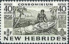 Native in carving a Totem Pole - New HEBRIDES