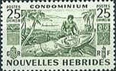 Native in carving a Totem Pole - New HEBRIDES