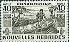 Stamp, Native in carving a Totem Pole - New HEBRIDES, Vanuatu,  