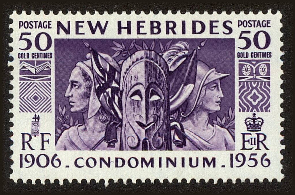 Totem flanked by "Marianne" and "Britannia" New HEBRIDES