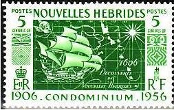 Stamp, Nautical Map of Age of Discovery and old Sailing Ship, Vanuatu,  , Maps
