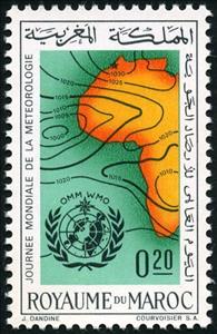 Stamp, World day of meteorology, Morocco,  