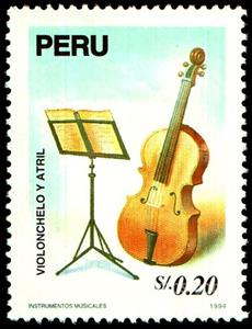 Stamp, Musical instruments - Cello, Peru,  , Musical Instruments