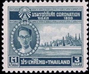Stamp, King Bhumibol Adulyadej and Palace, Thailand,  