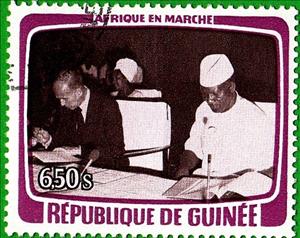 Stamp, Signing agreement, Guinea, Social Democratic Republic,  