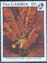 Stamp, Vase with Red Gladioli, Gambia,  