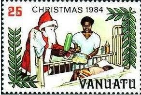Stamp, Santa Claus in a Hospital, Vanuatu,  , Christmas