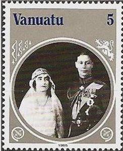 Stamp, Queen Mother Elisabeth and King George VI., Vanuatu,  , Anniversaries and Jubilees