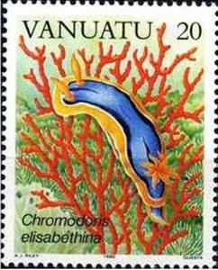 Stamp, Elisabeth's Chromodoris (Chromodoris elisabethina), Vanuatu,  , Animals (Fauna)