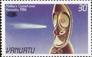 Stamp, Statue, Comt Halley, Vanuatu,  , Comets
