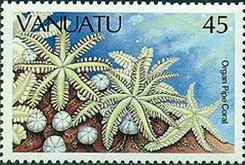 Stamp, Organ Pipe Coral (Tubipora musica), Vanuatu,  , Animals (Fauna)