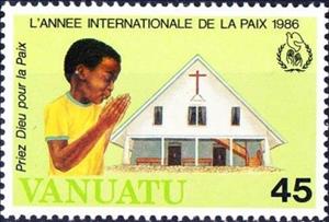 Stamp, Praying Child, Church, Vanuatu,  , Christmas, International Years