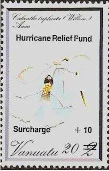 Stamp, Orchids: Calanthe triplicata, Vanuatu,  , Orchids, Natural Disasters