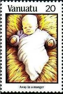 Stamp, Away in a Manger, Vanuatu,  , Music, Christmas