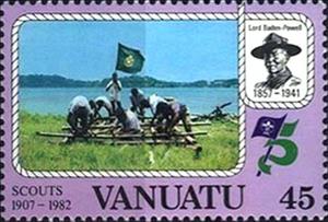 Stamp, Scouts build a Raft, Vanuatu,  , Anniversaries and Jubilees
