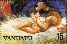 Stamp, Jesus in the Manger, Vanuatu,  , Christmas