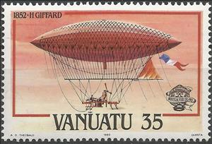 Stamp, Airship by H. Giffard, Vanuatu,  , Zeppelins, Aviation