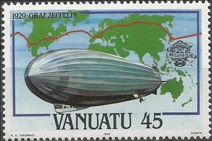 Stamp, Airship Graf Zeppelin, Vanuatu,  , Zeppelins, Aviation
