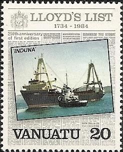 Stamp, Containership Induna, Vanuatu,  , Ships