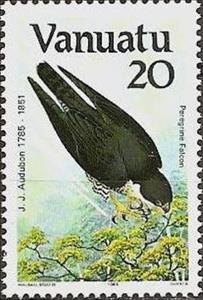 Stamp, Peregrine Falcon (Falco peregrinus), Vanuatu,  , Birds, Birds of Prey, Animals (Fauna), Falcons
